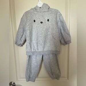 H&M Toddler Gray Ear Detail Hoodie and Joggers Set Size 3T